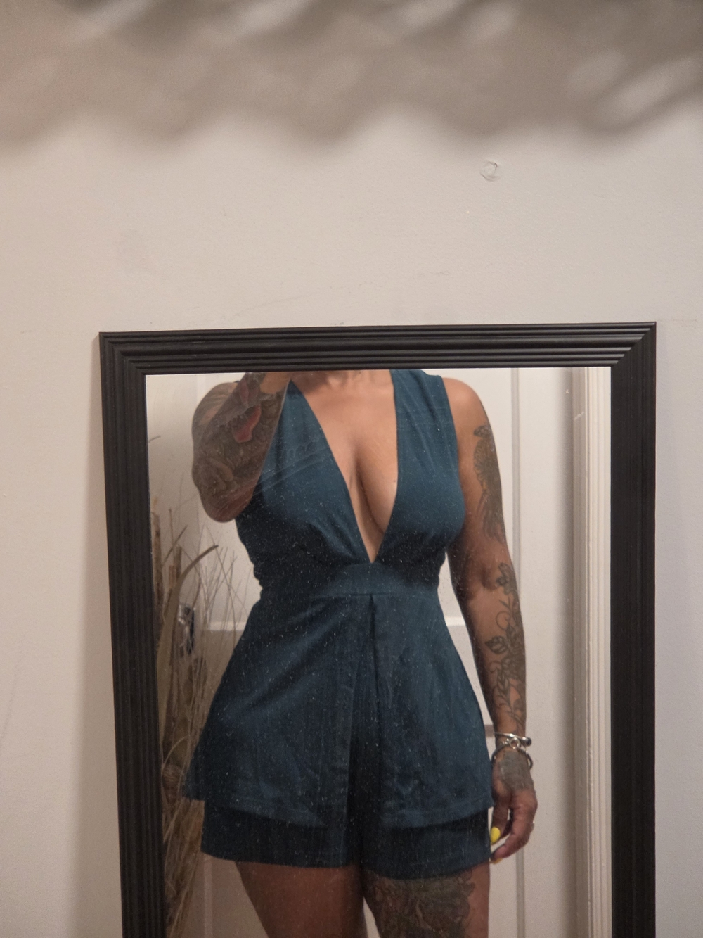Sleeveless Teal Deep-V Jumpsuit Romper